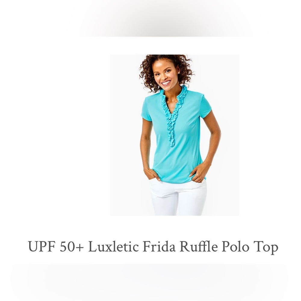 Lilly Pulitzer UPF50+ Luxletic Frida ruffle polo top